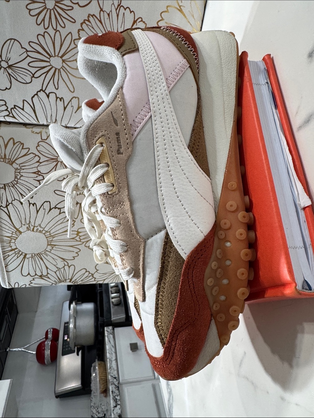 Puma Biktop Rider Preppy  in White, Pink & Brown 395461-08